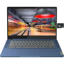 Lenovo Chromebook 3 laptop, 14 Inch FHD Touchscreen, MediaTek MT8186, 4GB RAM, 64GB eMMC 128GB SD Card, Webcam, WiFi 6, Bluetooth, USB Type-C, Chrome OS,Long Battery Life, Abyss Blue