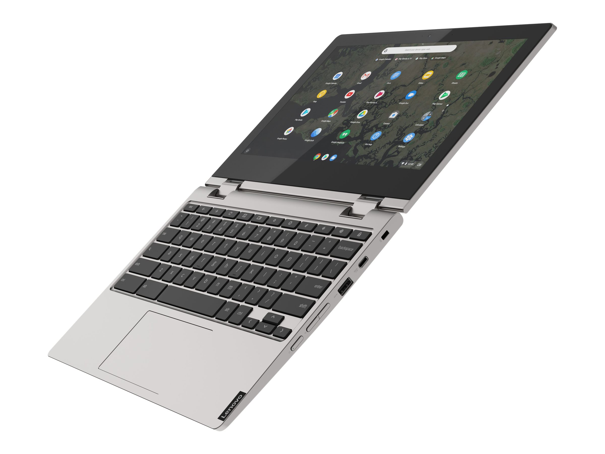 Lenovo Chromebook C340-11 81TA - Flip design - Intel Celeron - N4000 / up to 2.6 GHz - Chrome OS - UHD Graphics 600 - 4 GB RAM - 64 GB eMMC - 11.6" IPS touchscreen 1366 x 768 (HD) - Wi-Fi 5 - platinum gray - kbd: US - image 1 of 15