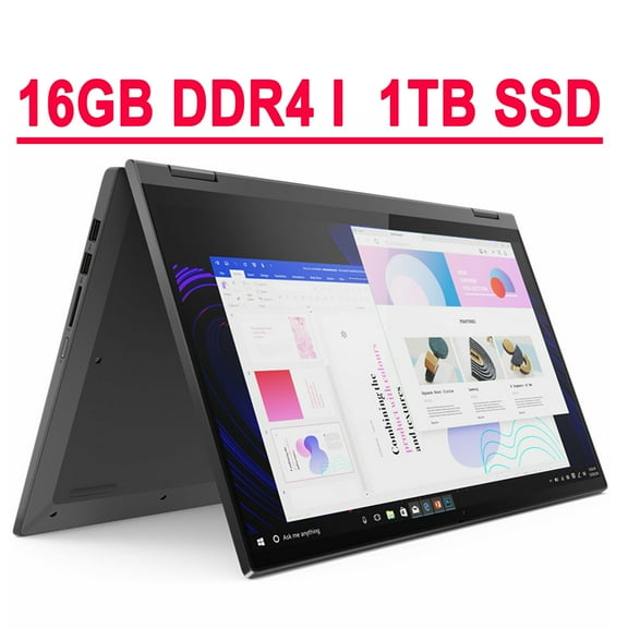 Lenovo Flex 5 Premium 2 in 1 Laptop 15.6" FHD IPS Touchscreen 10th Gen Intel Quad-Core i7-1065G7 16GB DDR4 1TB SSD Fingerprint Backlit KB USB-C Wifi6 Dolby Up to 10 hours battery life Win10