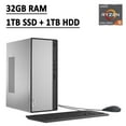 thumbnail image 1 of Lenovo IdeaCentre 5 Business Tower Desktop Computer AMD Hexa-Core Ryzen 5 4600G 32GB RAM 1TB SSD 1TB HDD AMD Radeon Graphics DVD-RW USB-C HDMI WiFi Bluetooth 5.0 Win10 (Silver), 1 of 7