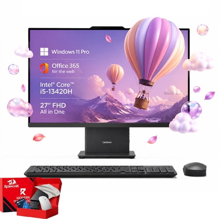 Lenovo IdeaCentre AIO 27" FHD All-in-One Desktop Computer, Intel Core i5-13420H, 32GB RAM, 1TB SSD, Wi-Fi 6, Bluetooth 5.2, Webcam, Windows 11 Pro, Luna Grey