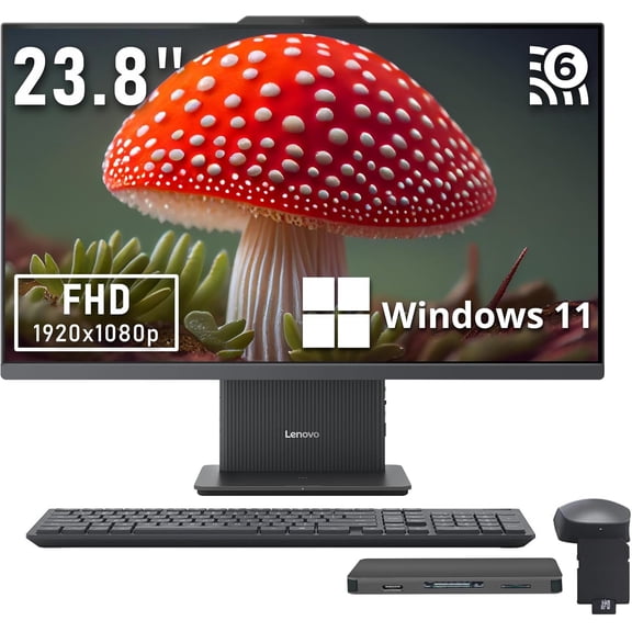Lenovo IdeaCentre AIO 3 23.8" FHD All-in-One Desktop, Ryzen 5 7535HS, 16GB DDR5, 672GB Storage(512GB SSD+160GB Docking Station Set), Radeon 660M, Wireless Keyboard & Mouse, Win 11, Gray