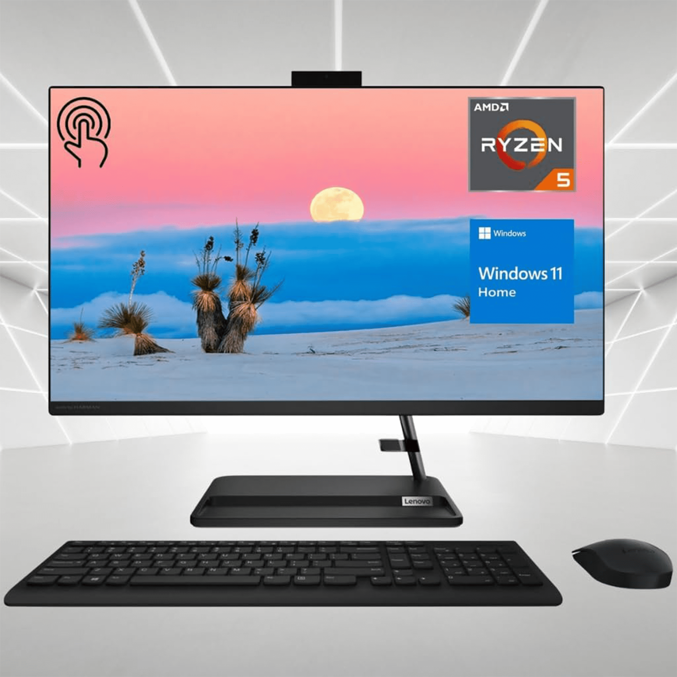 HP 27 Inch All-in-One Desktop PC, FHD Display, AMD Ryzen 7 7730U, 32 GB RAM, 1 TB