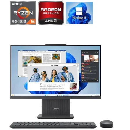 Lenovo IdeaCentre All-in-One Desktop PC|23.8" Full HD Display| AMD Ryzen 5 7535HS 6-Core Processor| 16GB DDR5| 512GB SSD| Wifi-6| Windows 11 Pro