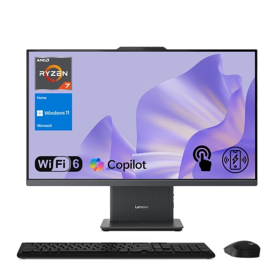 Lenovo IdeaCentre Business Computer All-in-One PC, 27" FHD 100Hz Display, AMD Ryzen 7 8845HS, 16GB DDR5, 1TB SSD, Wi-Fi 6, Windows 11 Home with AI & Microsoft Copilot, Wireless KB & M, Grey