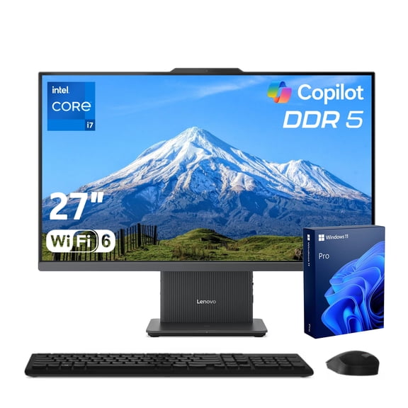 Lenovo IdeaCentre Business Computer All-in-One PC, 27" FHD 100Hz Display, Intel Core i7-13620H, 32GB DDR5, 1TB SSD, Wi-Fi 6, Windows 11 Pro with AI & Microsoft Copilot, Wireless KB & M, Grey