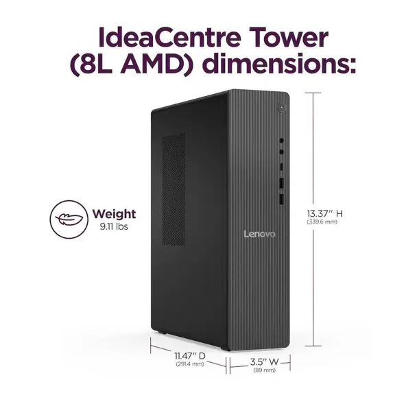 Lenovo IdeaCentre Tower 8 Desktop PC for Home & Business, AMD Ryzen 7 250 Up to 5.1GHz, 16GB DDR5 RAM, 1TB SSD, AMD Radeon 780M Graphics, Wi-Fi 6, Windows 11 Pro