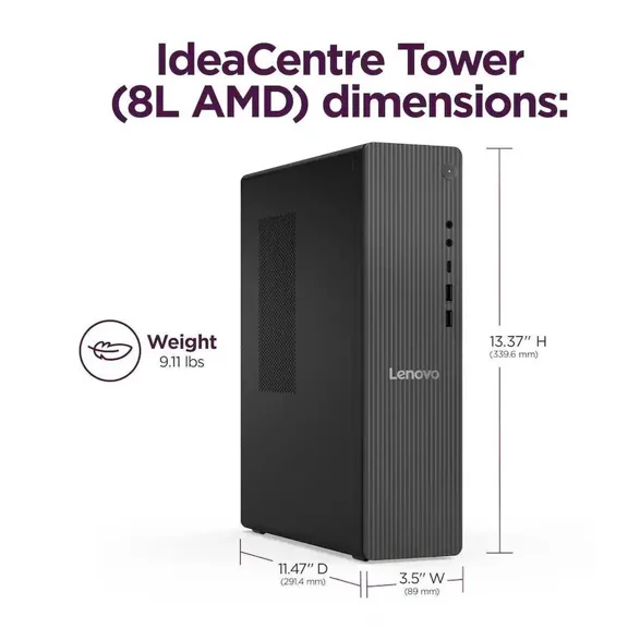 Lenovo IdeaCentre Tower 8 Desktop PC for Home & Business, AMD Ryzen 7 250 Up to 5.1GHz, 16GB DDR5 RAM, 512GB SSD, AMD Radeon 780M Graphics, Wi-Fi 6, Windows 11 Pro