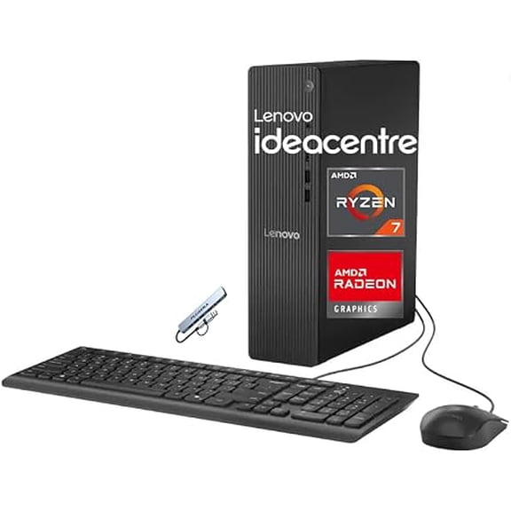 Lenovo IdeaCentre Tower Business Desktop Computer, 8-Core AMD Ryzen 7 250 Processor, 64GB DDR5 RAM 2TB SSD, Windows 11 Pro, Wired KB & Mouse with PLUSERA 8-in-1 Hub Included, RJ-45, Luna Grey