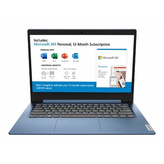 LENOVO 81VU00D2US IdeaPad 1 14IGL05 14" HD Pentium Silver N5030 1.1GHz Intel UHD Graphics 605 4GB RAM 64GB SSD Win 11 in S Mode Ice Blue