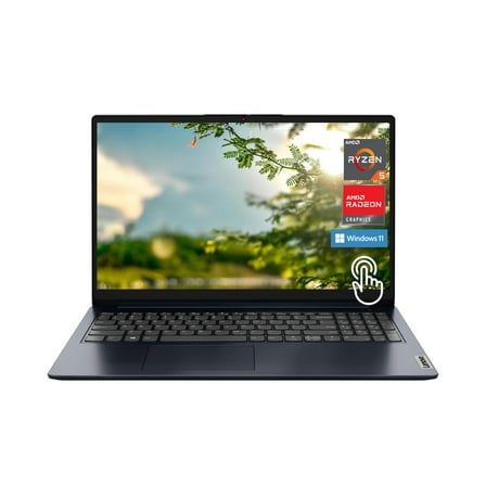 Lenovo IdeaPad 1 15.6" FHD (1920x1080) Touchscreen Laptop, AMD Ryzen 5 7520U 4-core Processor, 8GB RAM, 256GB Storage, AMD Radeon, HDMI, Windows 11, Abyss Blue