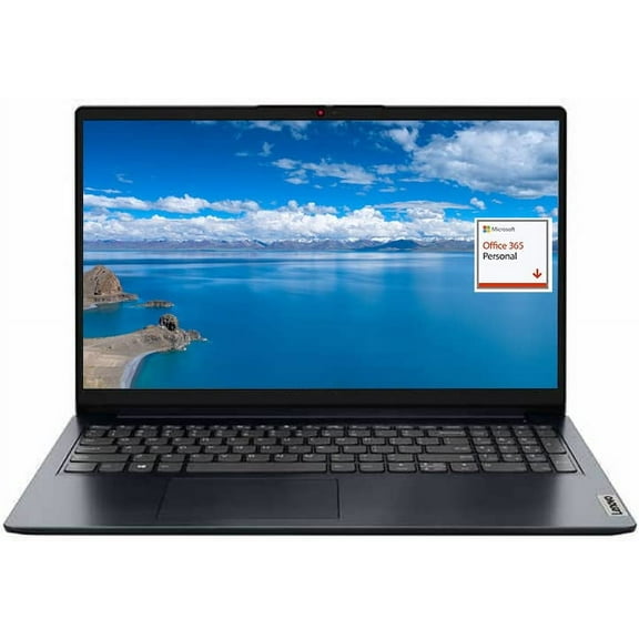 Lenovo IdeaPad 1 15.6" FHD Laptop, Intel Pentium Silver N6000, 8GB RAM, 256GB SSD, 1 Year Microsoft Office 365, Webcam, Type-C, SD Card Reader, Wi-Fi 6, Windows 11 S