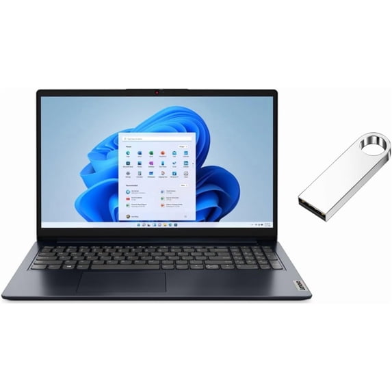 Lenovo IdeaPad 1 15" FHD Laptop | AMD Ryzen 5 7520U(Beat Intel Core i5-1155G7) | AMD Radeon Graphics | Camera | Blue | 16GB RAM DDR5 | 512GB SSD | Windows 11 S | Bundle with 64GB USB Flash Drive