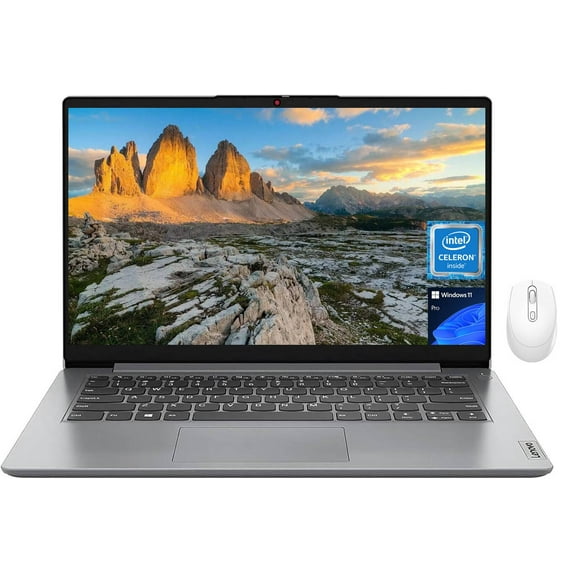 Lenovo IdeaPad 1 Business Laptop, 14" HD Display, Intel Celeron N4020, 4GB RAM, 128GB eMMC + 256GB SD Card, Intel UHD Graphics, Wi-Fi 6, Bluetooth, Windows 11 Pro