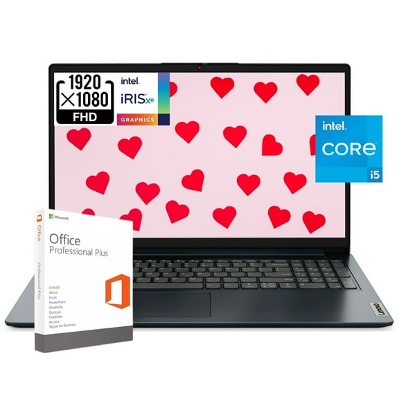 Lenovo IdeaPad 1 Business Laptop, 15.6" FHD Display, 12th Gen Intel Core i5-1235U Processor, 16GB RAM, 2TB SSD, Intel Iris Xe GPU, Wi-Fi 6, Bluetooth 5, Windows 11 S, with Microsoft Office