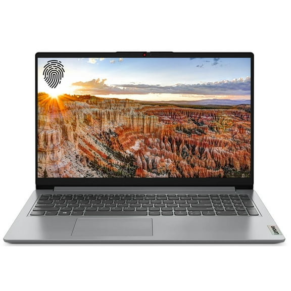 Lenovo IdeaPad 1 Laptop, 15.6" FHD Screen, Intel Core i3-1215U, 12GB RAM, 256GB SSD, Webcam, HDMI, Wi-Fi 6, Fingerprint Reader, Windows 11 Home, Grey
