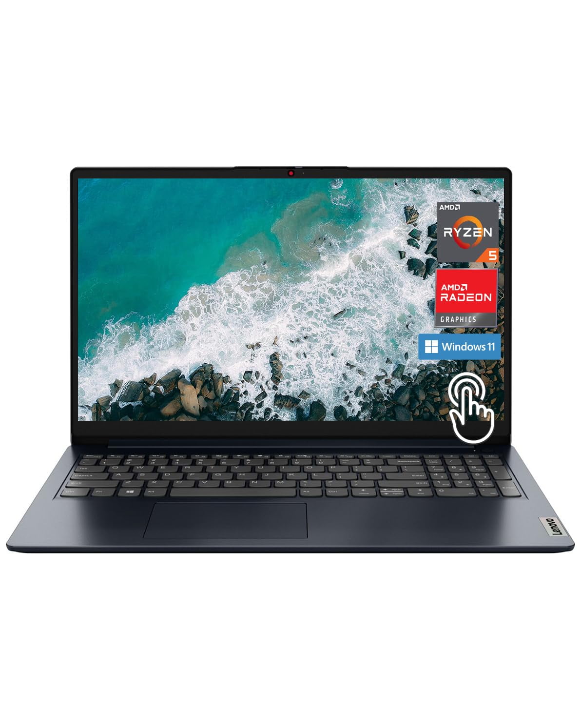 Lenovo IdeaPad 1 Laptop, 15.6" FHD Touchscreen Display, AMD Ryzen 5 7520U, 8GB RAM, 512GB Storage, AMD Radeon Graphics, Card Reader, HDMI, Windows 11, Abyss Blue