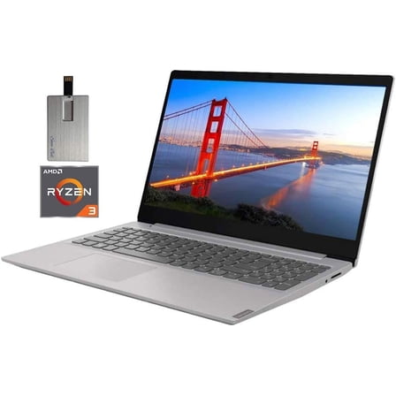 Lenovo IdeaPad 15.6" FHD LED Laptop Computer, AMD Ryzen 3-3200U Processor, 8GB RAM, 256GB PCIe SSD, Dolby Audio, AMD Radeon Vega 3 Graphics, Webcam, HDMI, Win 10 S, with Hotface 32GB USB Card