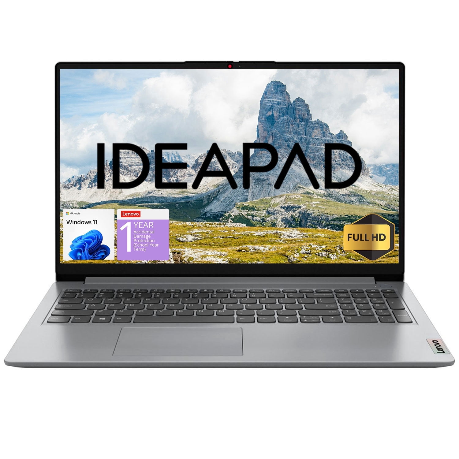 Lenovo IdeaPad 15.6" FHD Laptop, Intel Pentium Silver N6000, 12GB RAM, 128GB eMMC + 256GB SSD, W11H
