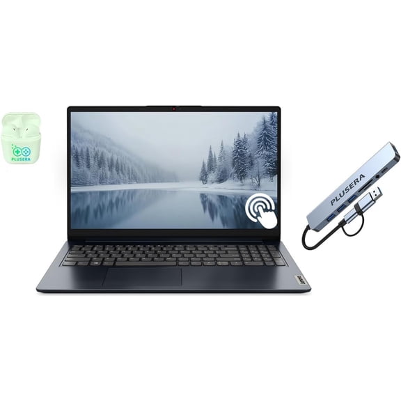 Lenovo IdeaPad 15.6” FHD Touchscreen Laptop, 24GB RAM 1.5TB Storage (1TB SSD+512GB Docking Station Set), 10-Cores Intel Core i5, Windows 11 Pro, PLUSERA Earphones