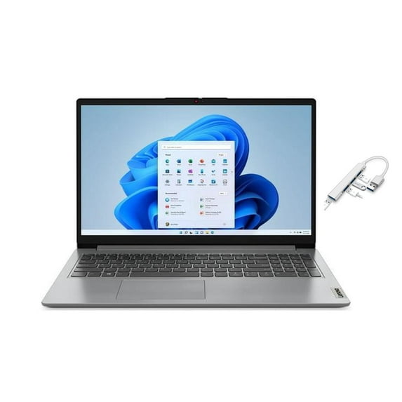 Lenovo IdeaPad 1i 15.6"FHD display | 12th Generation Intel Core i5-1235U | Intel Iris Xe Graphics | HDMI | Grey | 8GB RAM | 512GB SSD | Windows 11 S | Bundle with USB 3.0 Hub