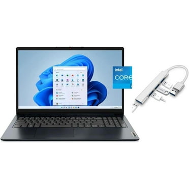 Lenovo IdeaPad 1i 15.6 inch FHD Laptop | Intel Core i5-1235U | Intel Iris Xe Graphics | HDMI | Abyss Blue| 8GB RAM | 256GB SSD | Windows 10 S | Bundle with USB 3.0 Hub