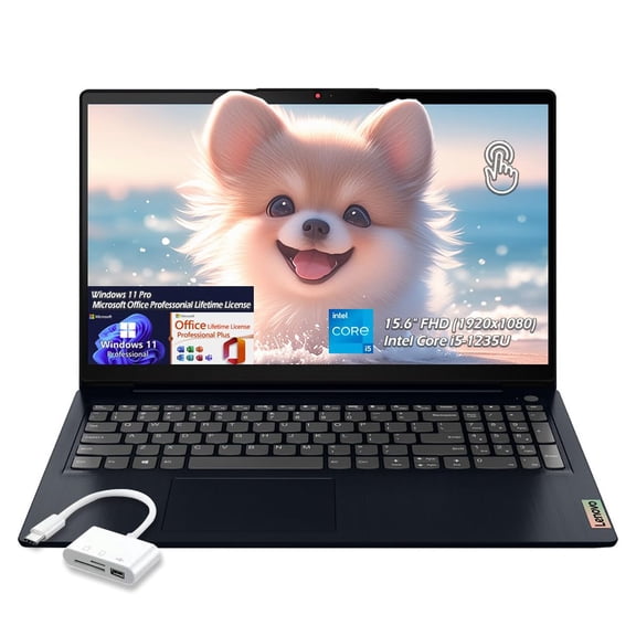 Lenovo IdeaPad 1i Essential Business Laptop, 15.6" FHD Touch IPS 300nits, Intel Core i5-1235U 10 Core, WiFi6, Bluetooth, Win11Pro Office Lifetime License, w/USB Hub (16GB RAM, 1TB SSD), W/GaLiMu