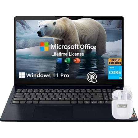 Lenovo IdeaPad 3 15.6 Inch FHD Touchscreen Business Laptop, Intel Core i5, 16GB RAM, 1TB SSD, Windows 11 Pro, HDMI, SD Card Reader, Abyss Blue, Lifetime Microsoft Office