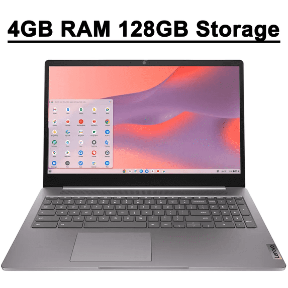 Lenovo IdeaPad 3 Chromebook Laptop 15.6" FHD Anti-glare Intel Celeron N4500 4GB RAM 128GB Storage (64GB eMMC + 64GB SD Card) Privacy Camera USB-C Long-Lasting Battery Chrome OS
