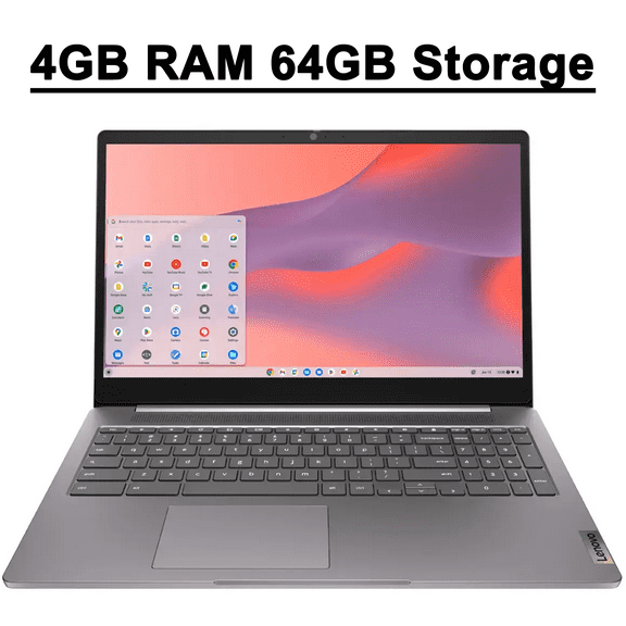 Lenovo IdeaPad 3 Chromebook Laptop 15.6" FHD Anti-glare Intel Celeron N4500 4GB RAM 64GB Storage Privacy Camera USB-C Long-Lasting Battery Chrome OS