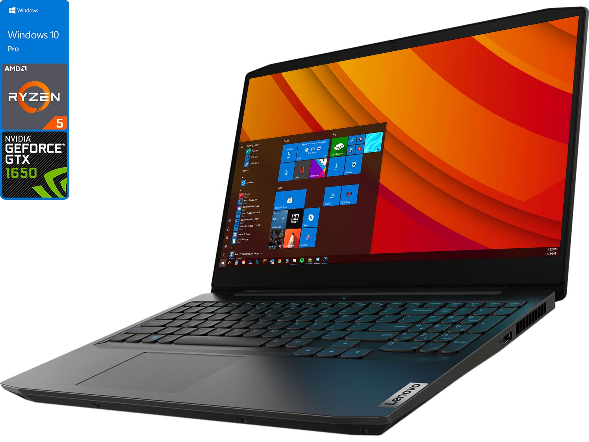 Lenovo IdeaPad 3 Gaming Notebook, 15.6" 120Hz FHD Display, AMD Ryzen 5 4600H Upto 4.0GHz, 8GB RAM, 1TB NVMe SSD, NVIDIA GeForce GTX 1650, HDMI, Wi-Fi, Bluetooth, Windows 10 Pro