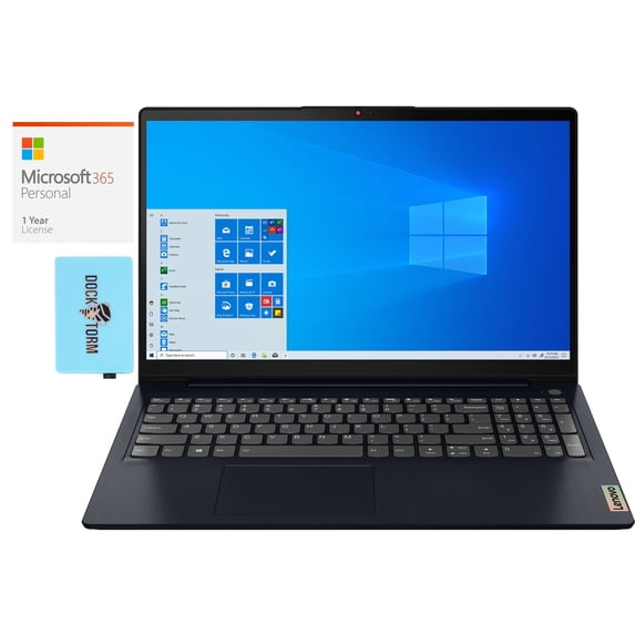 Lenovo IdeaPad 3 Home/Business Laptop (AMD Ryzen 7 5700U 8-Core, 15.6in 60Hz Full HD (1920x1080), AMD Radeon, 12GB RAM, 256GB PCIe SSD, Win 10 Pro) with Microsoft 365 Personal , Dockztorm Hub
