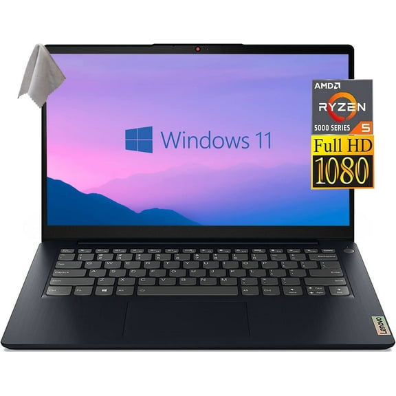 Lenovo IdeaPad 3 Laptop, 14.0" FHD Display, AMD Ryzen 5 5500U, 8GB DDR4 RAM, 512GB SSD, AMD Radeon Graphics, Webcam, Wi-Fi, Windows 11