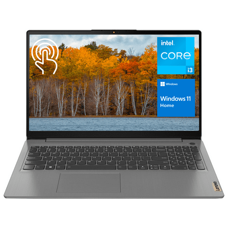 Lenovo IdeaPad 3 Laptop, 15.6" FHD Touchscreen, Intel Core i3-1115G4, 8GB RAM, 256GB SSD, HDMI, Webcam, Wi-Fi 6, SD Card Reader, Windows 11 Home, Grey