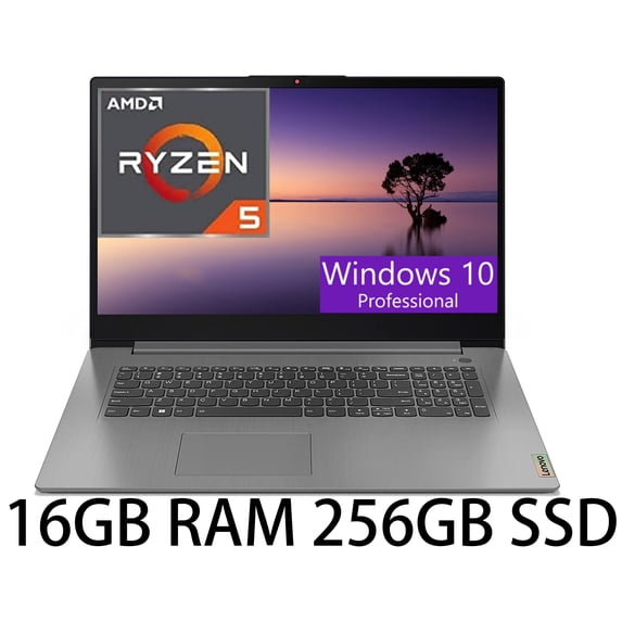 Lenovo IdeaPad 3 Laptop, 17.3" FHD IPS Display, AMD Ryzen 5 5625U 6-Core Processor, AMD Radeon Graphics, 16GB DDR4 256GB PCIe SSD, Wi-Fi 6, Fingerprint Reader, Windows 10 Pro