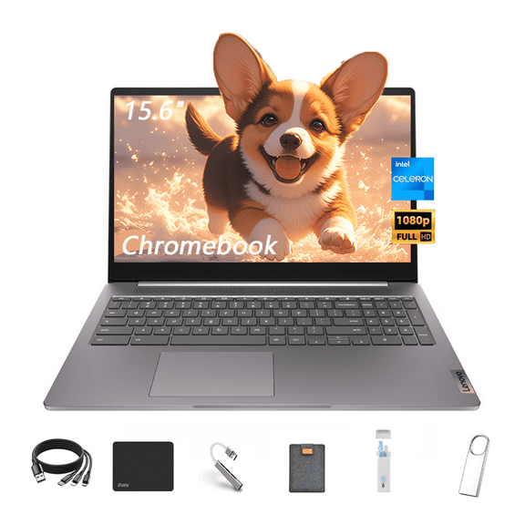 Lenovo IdeaPad 3i 15.6" FHD Chromebook, Intel Celeron N4500, Intel UHD Graphics, 4GB RAM, 64GB eMMC, HDMI, Bluetooth, Chrome OS, Arctic Grey, with 5ave 6-in-1 Accessory Kit