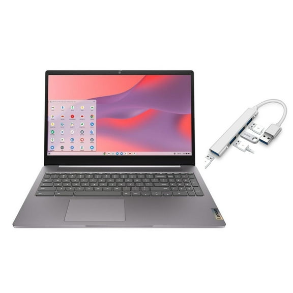 Lenovo IdeaPad 3i Chromebook 15.6 FHD 1920 x 1080 Display | Intel Celeron N4500 1.1GHz | Intel UHD Graphics | Camera |Grey | 4GB RAM | 64GB SSD | Chrome OS | Bundle with USB 3.0 Hub