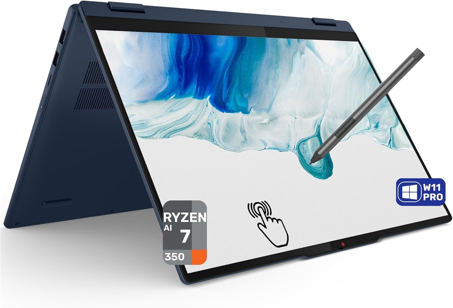 Lenovo IdeaPad 5 2-in-1 Copilot+ Laptop, AMD Ryzen AI 7-350, 16 GB LPDDR5x RAM, 1 TB PCIe SSD, 16" WUXGA (1920x1200) Touchscreen, AMD Radeon 860M Graphics, Backlit Keyboard, W11 Pro, Cosmic Blue