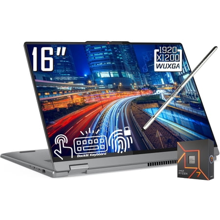 Lenovo IdeaPad 5 2-in-1 Laptop, 16" FHD+ 1920 x 1200 IPS LCD Touchscreen, AMD Ryzen 7 8845HS, WiFi 6, 1080p Webcam, Backlit Keyboard, Win11 Home (16GB DDR5 RAM / 512GB SSD)