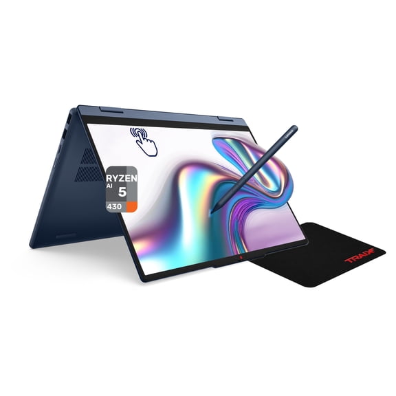 Lenovo IdeaPad 5 2-in-1, Laptop, AMD Ryzen AI 5-430, 32 GB DDR5 RAM, 1 TB PCIe SSD, 14" WUXGA (1920x1200) Touchscreen, AMD Radeon 840M, Backlit Keyboard, W11 Pro, Cosmic Blue, Pen + Traix MousePad
