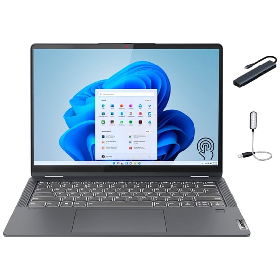Lenovo IdeaPad Flex 5 2-in-1 Laptop, 14 inch WUXGA Multi-Touch Display, Intel Core i3-1215U, 8GB RAM, 1TB SSD, Fingerprint Reader, Backlit KB, Windows 11 Home, Storm Grey with Accessories
