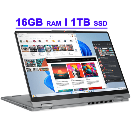 Lenovo IdeaPad Flex 5 Premium 2-in-1 Laptop 16" WUXGA IPS Touchscreen Intel 10-core Core 5 120U 16GB RAM 1TB SSD Backlit Fingerprint Type-c FHD Camera Win11
