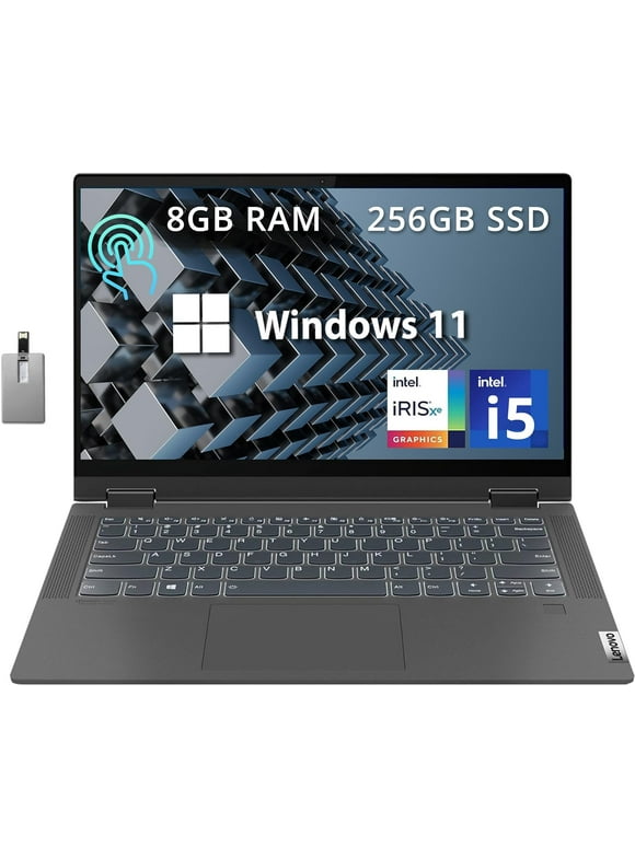 Lenovo IdeaPad Flex 5 Touchscreen Laptop, 15.6" FHD Laptop, Intel Core i5 1135G7, 8GB RAM, 256GB SSD, Intel Iris Xe, Backlit Keyboard, Fingerprint Reader, Win 11, with Hotface 32GB USB Card