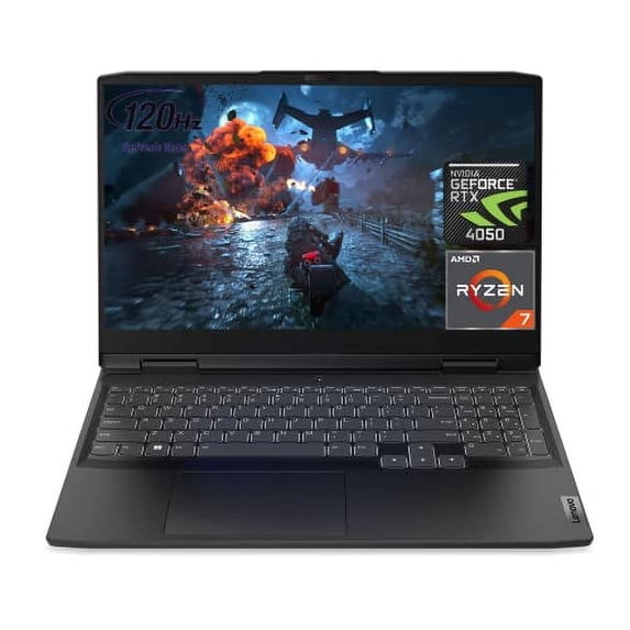 Lenovo IdeaPad Gaming 3 Laptop, 15.6” 120 Hz FHD Display, AMD Ryzen 7 7735HS, NVIDIA GeForce RTX 4050, 32GB DDR5 RAM, 2TB SSD, Backlit KB, Wi-Fi 6, RJ-45, HDMI, Windows 11 Home, Grey