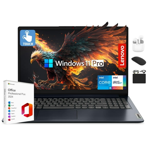 Lenovo IdeaPad Laptop 2025 Business Computer, 15.6" FHD Touchscreen, 40GB RAM, 1.5TB Storage (1TB SSD +500GB Ext), 10-Core Intel Core i5, Long Battery, HubxcelAccessory Win 11 Pro Lifetime Office 2024