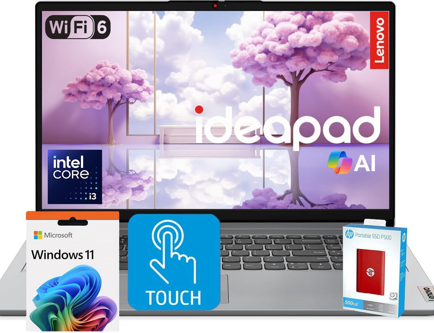 Lenovo Idea 15 Touch Laptop – Intel Core I3, 24 GB RAM, 1 TB SSD, 15,6 Zoll FHD Touch, Windows 11