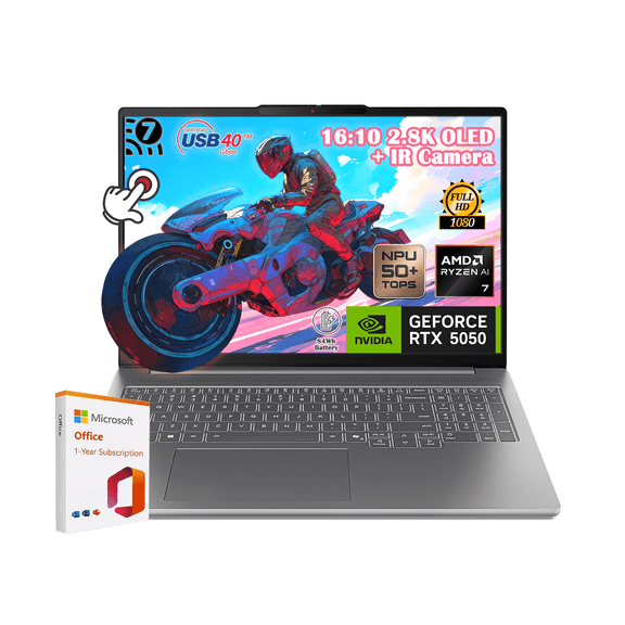 Lenovo IdeaPad Pro 5 - 16" OLED 2880 x 1800 120Hz Display - 16GB LPDDR5 8000MHz Memory - 1 TB Storage - Ryzen AI 7 350 - NVIDIA GeForce RTX5050 – 50+ TOPS NPU Copilot PC – USB4 - Windows 11 Home