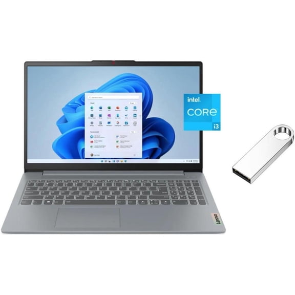 Lenovo IdeaPad Slim 15.6" FHD Laptop | Intel Core i3-N305 Processor |Intel UHD Graphic| 720P Webcam | Grey | 8GB RAM DDR5 | 256GB SSD | Windows 11 S | Bundle with 64GB USB Flash Drive