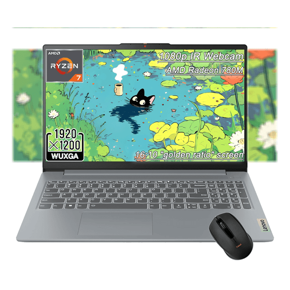 Lenovo IdeaPad Slim 3 15" 16:10 Touchscreen Laptop, Ryzen 7 8840HS, 16GB RAM, 2TB SSD, 1080p IR Webcam. AMD Radeon 780M, W/Mouse