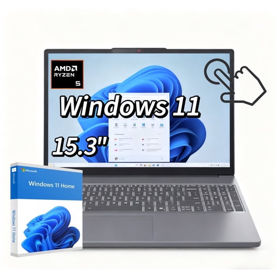 Lenovo IdeaPad Slim 3 15.3" WUXGA Touchscreen Laptop, AMD Ryzen 5 8540U, 40GB DDR5 RAM, 2TB SSD, Luna Grey